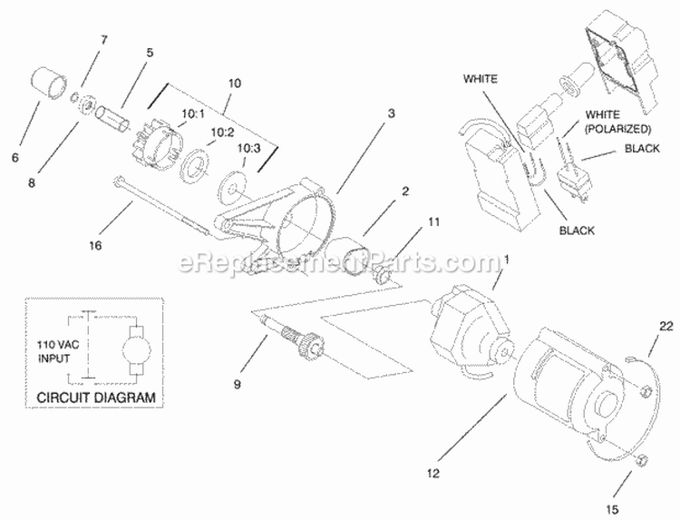 Motor & Switch Housing Assembly Diagram and Parts List for 28222 200000001-200999999 - 2000 Lawn Boy Snow Blower